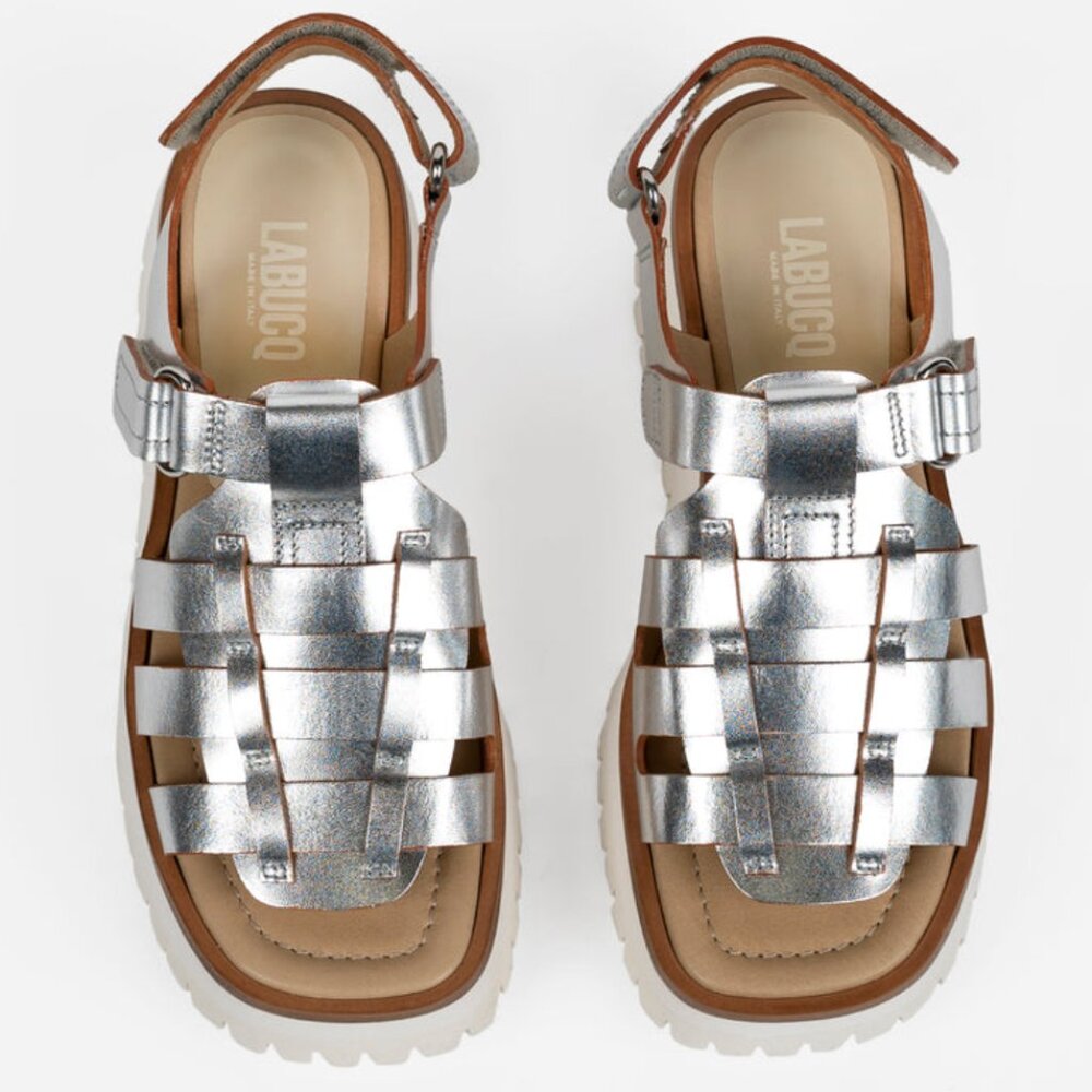 Labucq Boomer platform sandals, silver, size EU 38